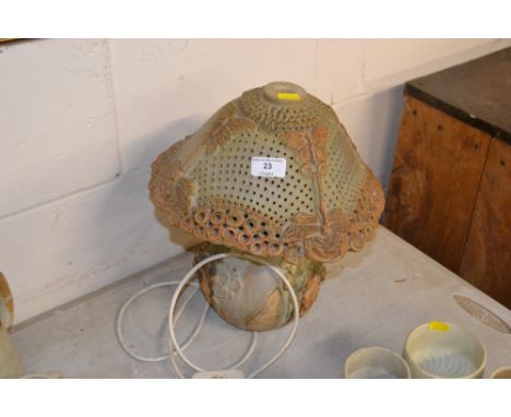 A Bernard Rooke pottery table lamp and shade 