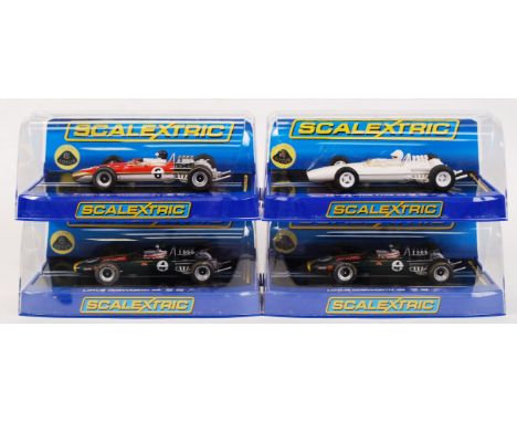 A collection of 4x original contemporary Scalextric 'Classic Team Lotus' 1/32 scale plastic slot cars to include; C3311, C320