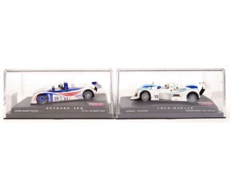 A collection of 2x original contemporary Spirit 1/32 scale plastic slot cars to include; Lola B2K/10 & Reynald 2KQ. Both with