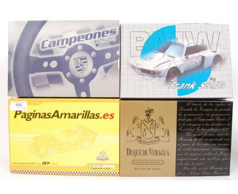 A collection of 4x original contemporary 1/32 scale Fly Model plastic racing slot car boxed sets to include; Paginas Amarilla