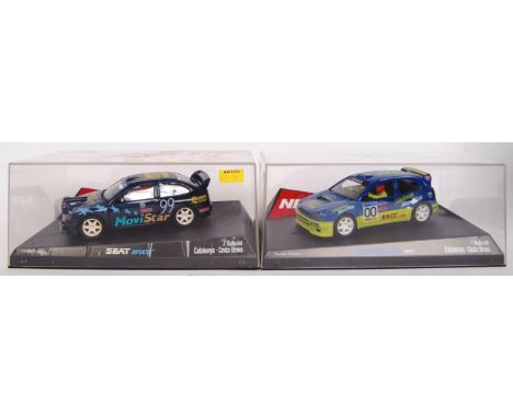 A collection of 2x original contemporary 1/32 scale Ninco Rallyslot plastic racing slot cars to include; 50182 Seat Cordoba W