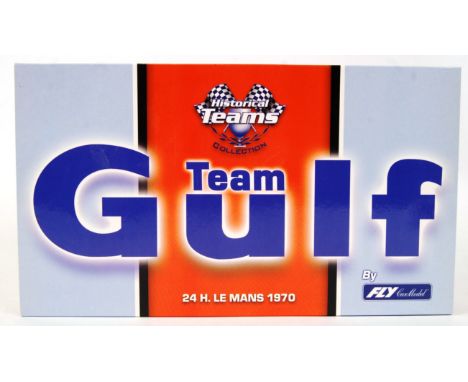 An original contemporary Fly Car Model 1/32 scale boxed Historical Teams Collection 'Team Gulf Le Mans 1970' plastic slot car