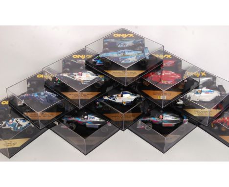 A collection of 10x original 1/32 scale ONYX diecast model F1 Formula One racing cars to include; 253, 252, 261, 238, 246, 20