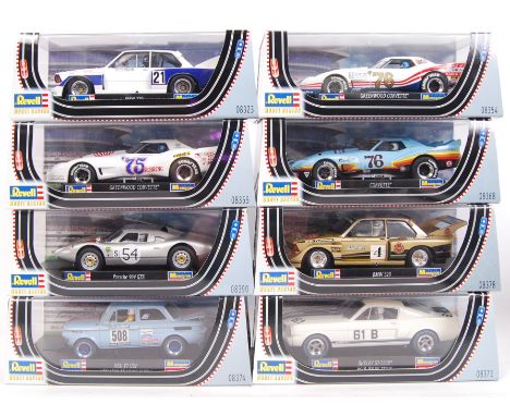 A collection of 8x original contemporary 1/32 scale Revell plastic racing slot cars to include;08354 Corvette, 08368 Corvette