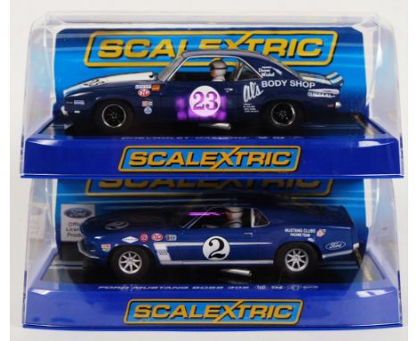 A collection of 2x original Scalextric 1/32 scale plastic racing slot cars to include; C3532 Chevrolet Camaro Z/28 & C3539 Fo