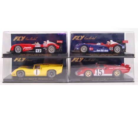 A collection of 4x original contemporary 1/32 scale 'Fly Car Model' racing model slot cars to include; A96 Panoz LMP-1, A97 P
