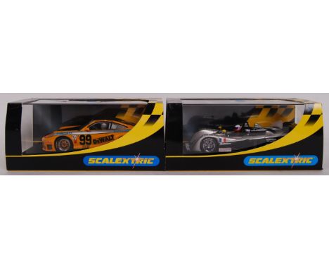 A collection of 2x original contemporary 1/32 scale Scalextric plastic racing slot cars to include;C2481 Porsche 911 GT3R & C