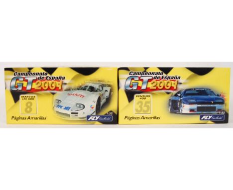 A collection of 2x original contemporary Fly Car Model 'Campeonato de Espana gt 2001' 1/32 scale plastic racing slot cars to 