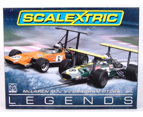 An original contemporary 1/32 scale Scalextric McLaren M7c Vs Brabham BT26A Limited Edition Legends boxed set C3589A (no. 127