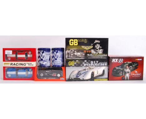 A collection of 7x original contemporary 1/32 scale slot car & related items to include; Pioneer Racing Twin Pack, Fly Le Man