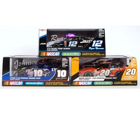 A collection of 3x original contemporary 1/32 scale Scalextric Nascar plastic racing slot cars to include; C2444 Home Deport 