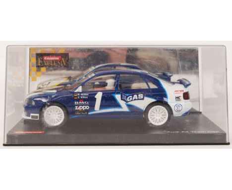 An original contemporary 1/24 scale Carrera Exclusiv 20478 Audi A4 Team DSF plastic slot car. Within its original plastic cas