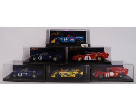 A collection of 6x original contemporary Fly Car Model 1/32 scale plastic model slot cars to include; C45 Porsche 908, C37 Lo