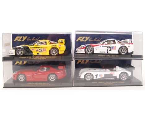 A collection of 4x original contemporary  1/32 Scale 'Fly Car Model' plastic model slot cars to include; E91 Panoz LMP1, E81 