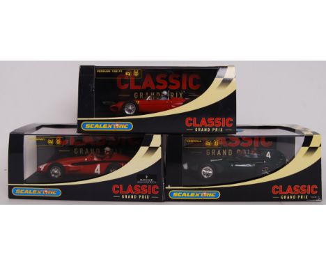 A collection of 3x original contemporary 1/32 scale Scalextric Classic Grand Prix plastic racing slot cars to include; C2727 