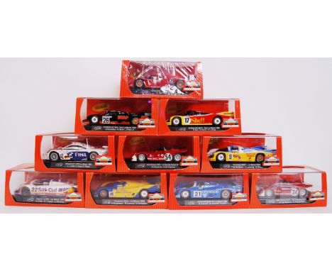 A collection of 10x original contemporary Slot it 1/32 scale plastic racing slot cars to include; SICA02E Porsche 956c, CA10f