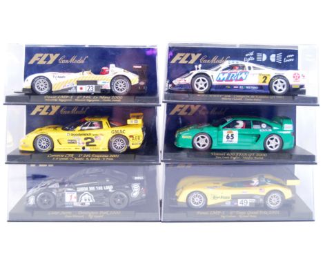 A collection of 6x original contemporary Fly Car Models 1/32 scale model slot cars to include; A241 Venturi 400, A267 Saleen 