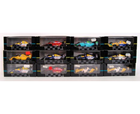 A collection of 12x original contemporary 1;43 scale F1 Formula One diecast model cars. Mint. All within their original boxes