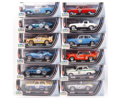 A collection of 12x original contemporary 1/32 scale Revell plastic racing slot cars to include; 08379 Lotus, 08358 Jaguar E 