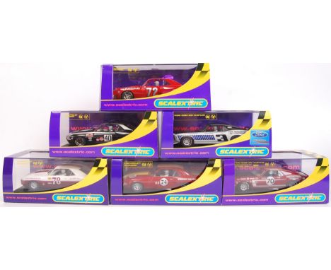 A collection of 6x original contemporary 1/32 scale Scalextric plastic racing slot cars to include; C2577 Chevrolet Camaro, C