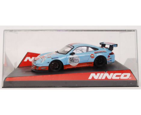 An original contemporary 1/32 scale Ninco 50488 Porsche 997 plastic racing slot car. Within its original plastic case.  