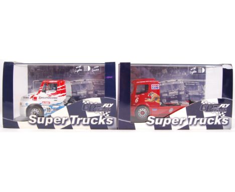 A collection of 2x original contemporary 1/32 scale Fly GB Track 'Super Trucks' plastic slot cars to include; 08501 SISU 1995