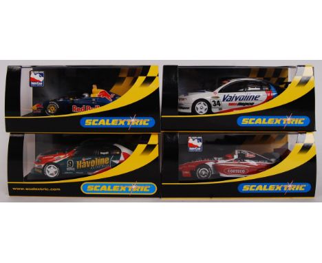 A collection of 4x original contemporary 1/32 scale Scalextric plastic racing slot cars to include; C2614 Ford Falcon BA, C24