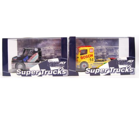 A collection of 2x original contemporary 1/32 scale Fly GB Track 'Super Trucks' plastic slot cars to include; TRUCK 1 SISU SL