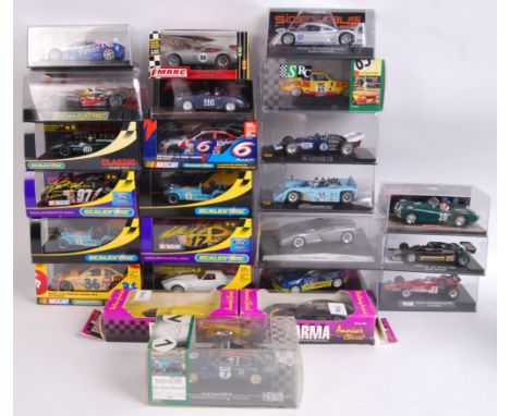 A large collection of approx 25x original contemporary 1/32 scale various branded plastic racing slot cars to include; Ninco 