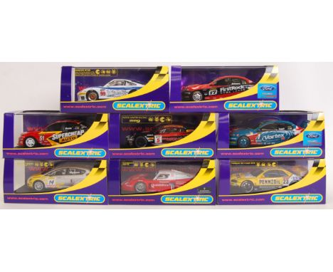 A collection of 8x original contemporary 1/32 scale Scalextric plastic racing slot cars to include; C2825 Seat Leon, C2768 Ho