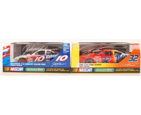 A collection of 2x original contemporary Scalextric Nascar 1/32 scale plastic slot racing cars to include; C2375 Valvoline #1