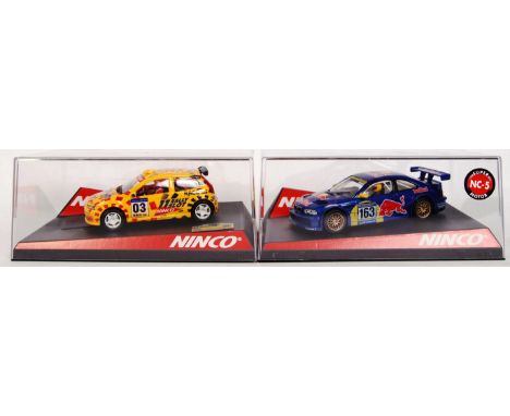 A collection of 2x original contemporary 1/32 scale Ninco plastic racing slot cars to include; 50315 Fiat Punto & 50350 BMW M