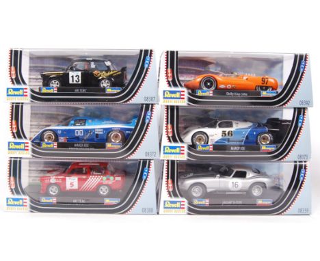 A collection of 6x original contemporary 1/32 scale Revell plastic racing slot cars to include; 08392 Shelby King Cobra, 0837