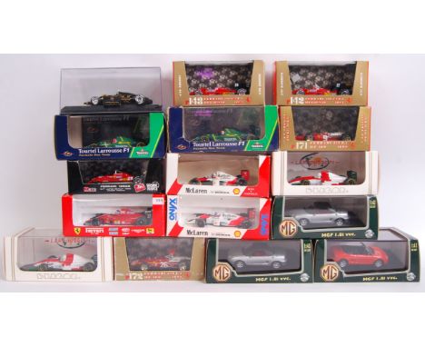 A collection of approx 17x original contemporary 1/43 scale various branded F1 Formula One diecast model racing cars. Also to