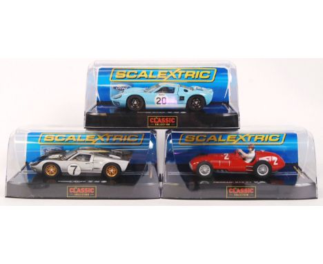 A collection of 3x original 1/32 scale Scalextric 'The Classic Collection' plastic slot racing cars to include; C2917 Ford GT