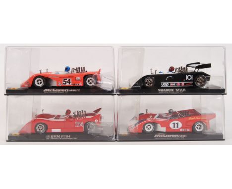 A collection of 4x original contemporary Vanquish MG 1/32 scale plastic slot racing cars to include; CA33 Shadow MKII, CA6 Mc