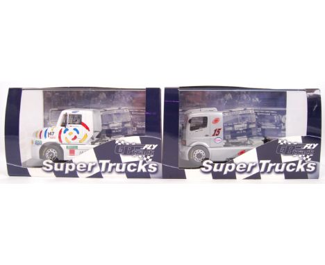 A collection of 2x original contemporary 1/32 scale Fly GB Track 'Super Trucks' plastic slot cars to include; TRUCK 4 SISU & 