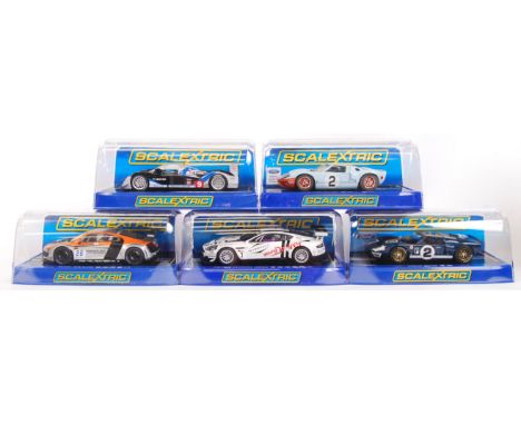 A collection of 5x original contemporary 1/32 scale Scalextric slot cars to include; C3325 Ford GT40, C3293 Aston Martin DBR9