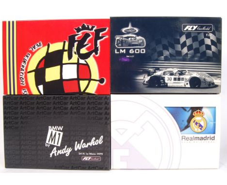 A collection of 4x original contemporary 1/32 scale Fly Model plastic racing slot car boxed sets to include; Real Federacion 