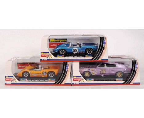 A collection of 3x original contemporary 1/32 scale 'Monogram Model Racing' plastic racing slot cars to include; 85-4838 McLa