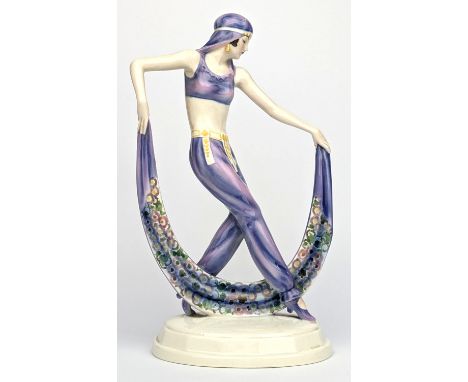 Josef Lorenzl Goldscheider of Austria - an Art Deco period Arabian Dancer figure of a female depicted in a stylish pose, wear