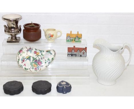 Qty of vintage ceramics to incl Wedgwood Jasperware, Clarice Cliff, Royal Winton etc, tallest 29cm