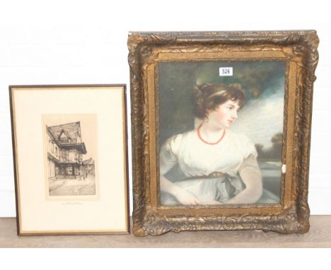 2 pictures - after John Hoppner Stengel (1758-1810) Jane Elizabeth, Countess of Oxford, oleograph in highly decorative distre