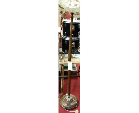 A turned beechwood lamp standard 
