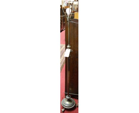A lacquered brass and telescopic pedestal lamp standard (tarnished)