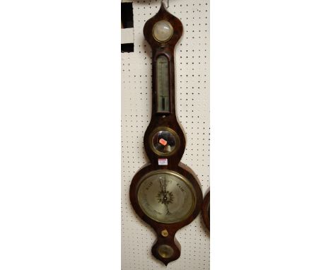 A Victorian rosewood cased five dial onion top wheel barometer 