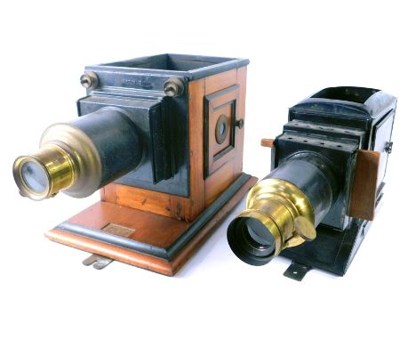 Two late 19thC magic lantern casings.