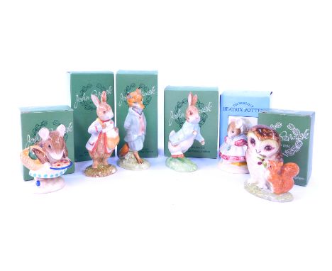 Five Beswick Beatrix Potter pottery figures, comprising Old Mr Brown, Peter with Post Bag, The Old Woman Who Lived in a Shoe 