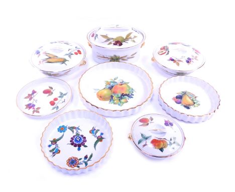 A group of Royal Worcester Evesham pattern oven to table wares, comprising oval tureen and lid, 23cm diameter, two circular t