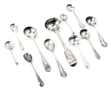 Silver and other spoons, comprising preserve spoons, Victorian toddy ladle, etc., 1.94oz. 